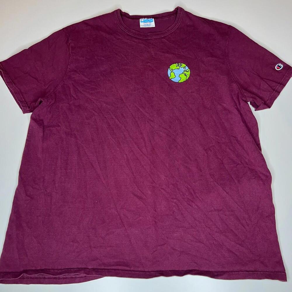 Champion 2XL Maroon T-Shirt Earth Alien Spaceship Graphic Tee‎